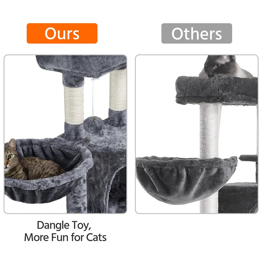 42"H Multilevel Cat Tree Tower with Condo and Perches, Dark Gray X25381