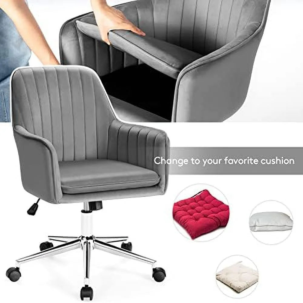 Blue Velvet Tufted Swivel Desk Chair E971703