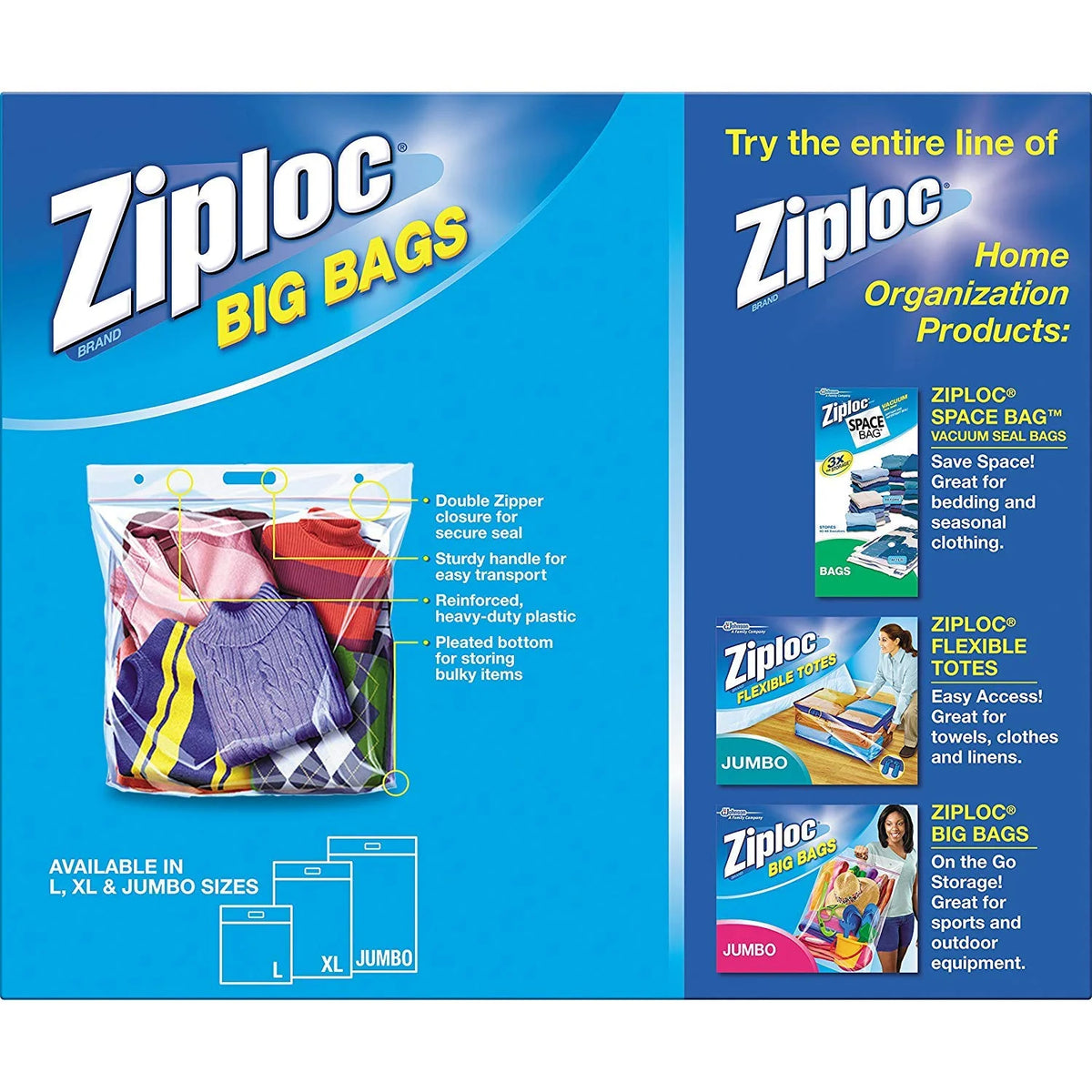 X-Large Double Zipper Big Bag, 4-Count (Pack Of 2) P76678