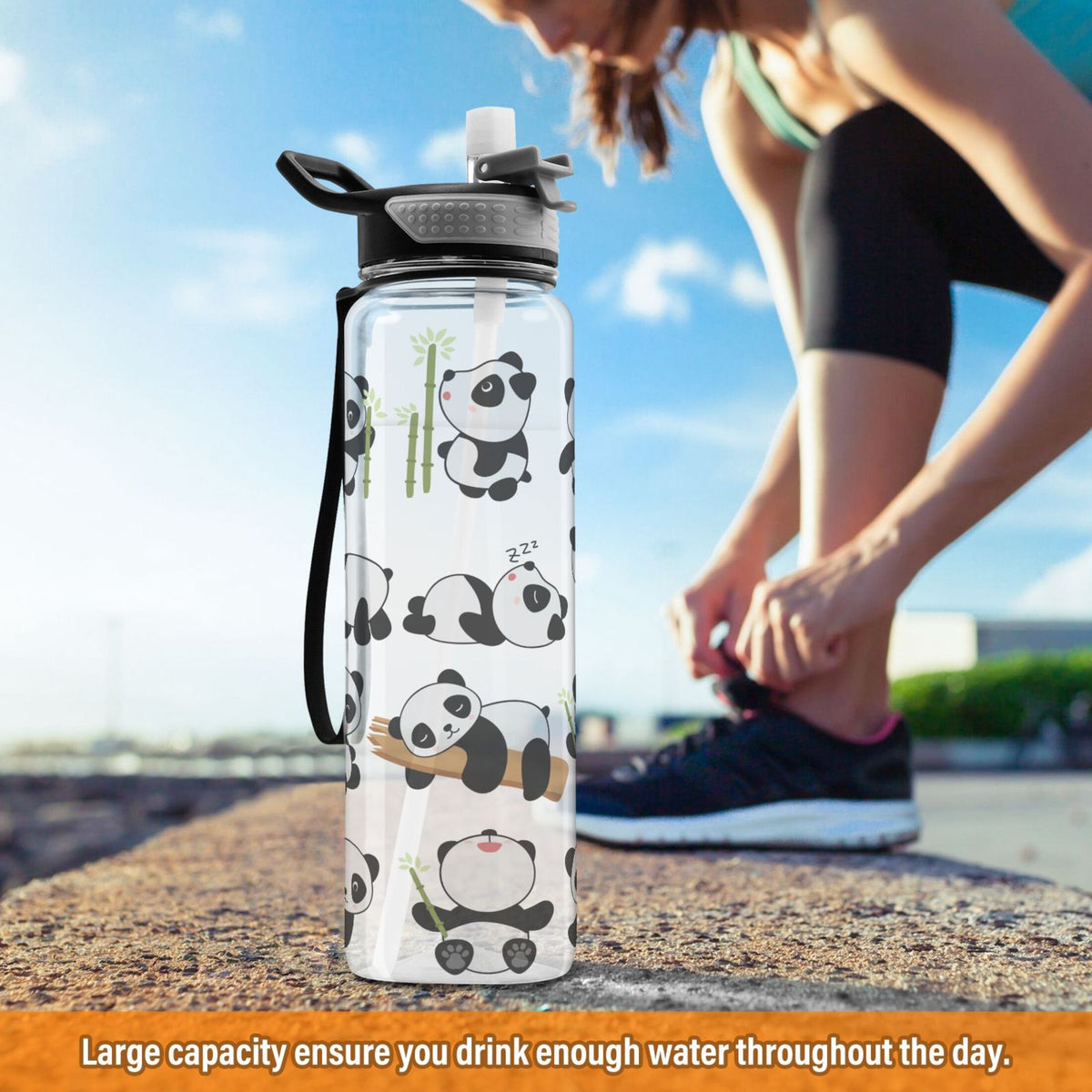 32oz Tritan Leakproof Clear Water Bottle with Straw J491855