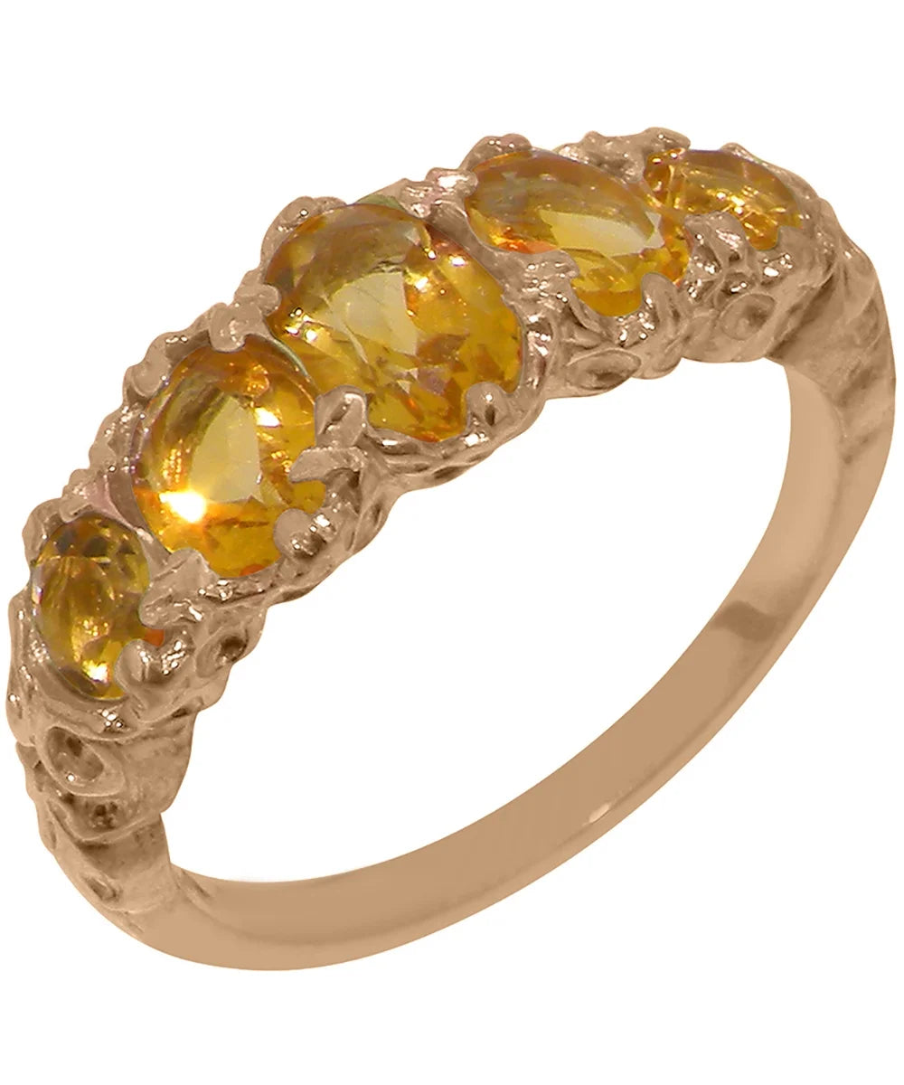 9k Rose Gold Citrine Womens Band Ring W1554