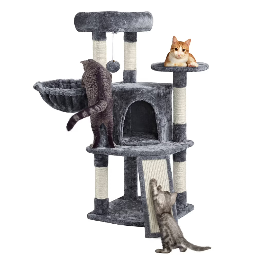 42"H Multilevel Cat Tree Tower with Condo and Perches, Dark Gray X25381