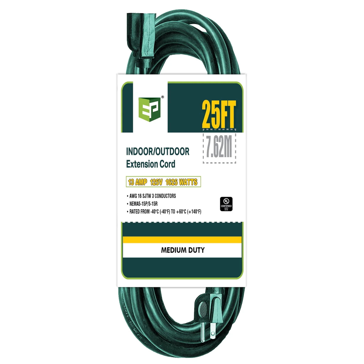 15 Ft Green 16/3 SJTW Extension Cord I272