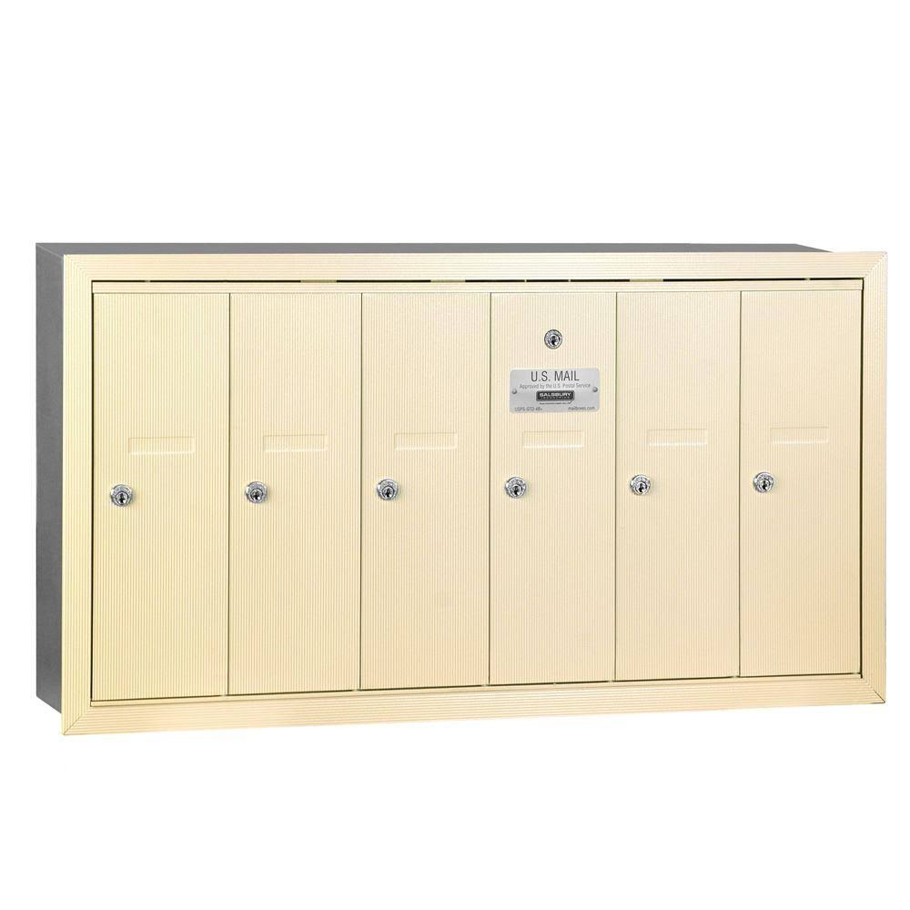 Vertical Mailbox 6 Doors Sandstone Recessed Mounted J3333
