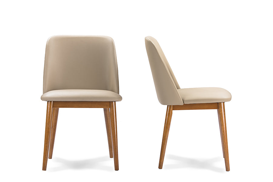 Light Brown and Beige Faux Leather Dining Chair (Set of 2) B20736