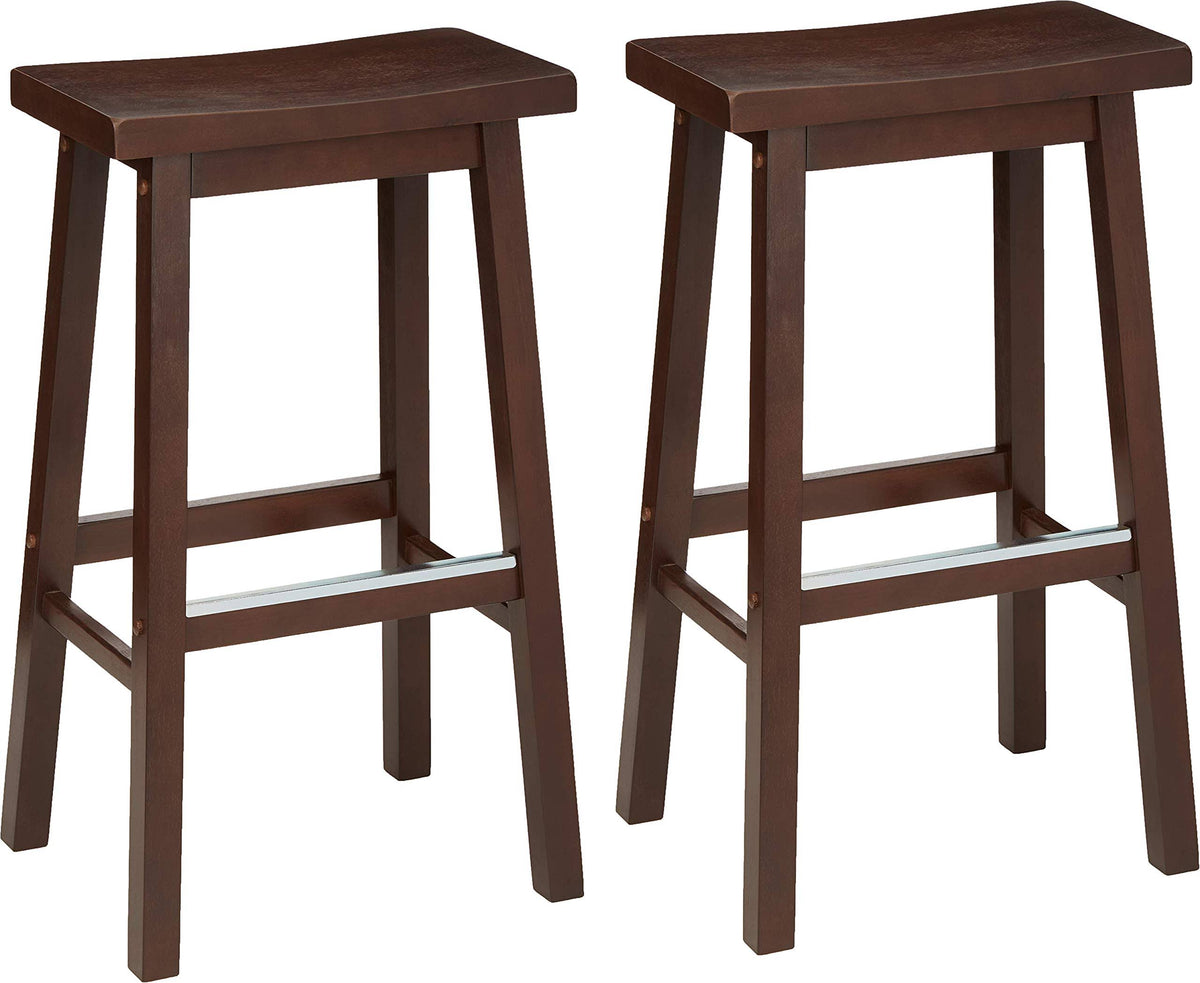 Walnut Solid Wood Kitchen Counter Stool 29 inch Set of 2 F159852