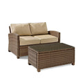 2 Piece Fabric Patio Sofa Set in Brown and Sand W88196