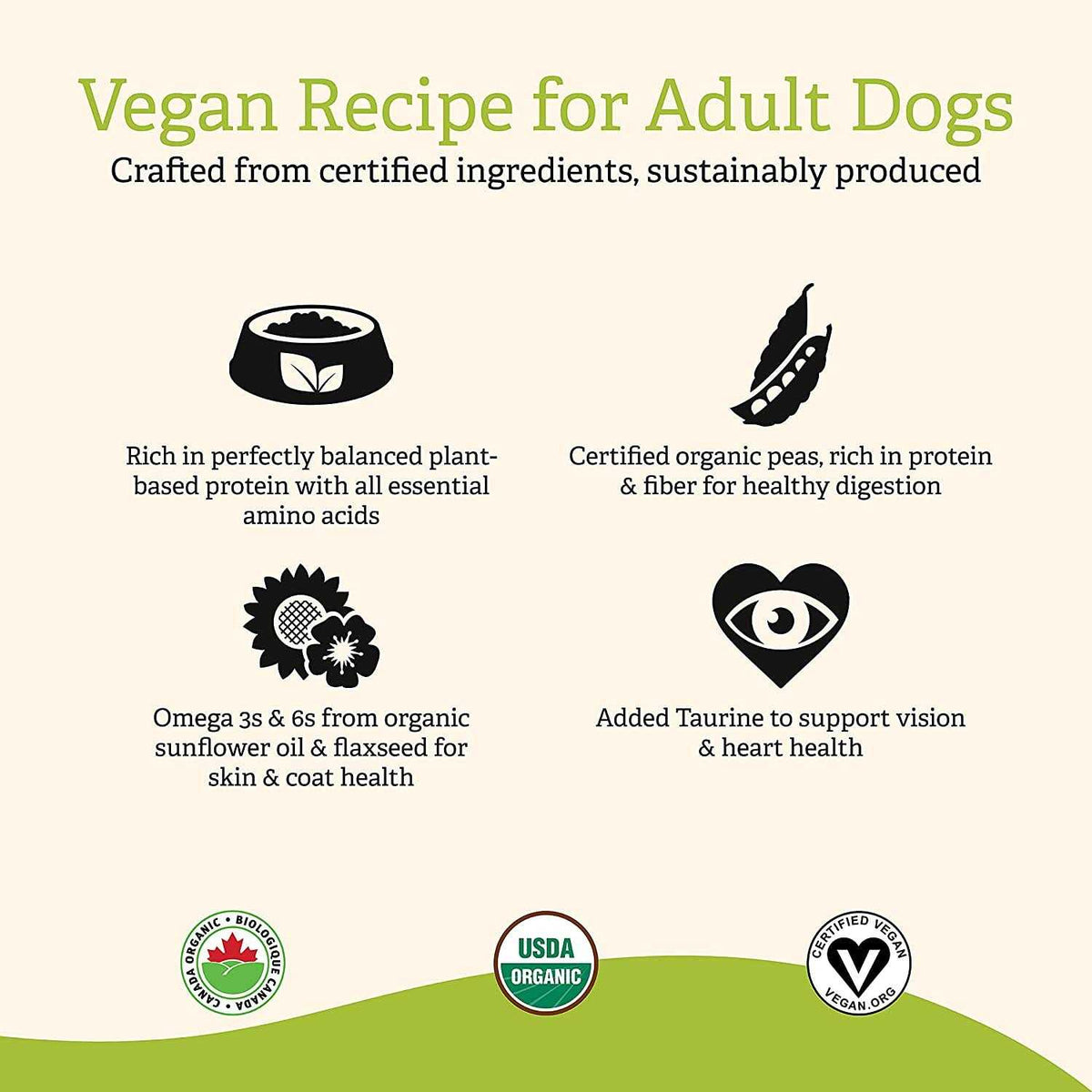Vegan Recipe with Organic Peas Adult Dry Dog Food H2343