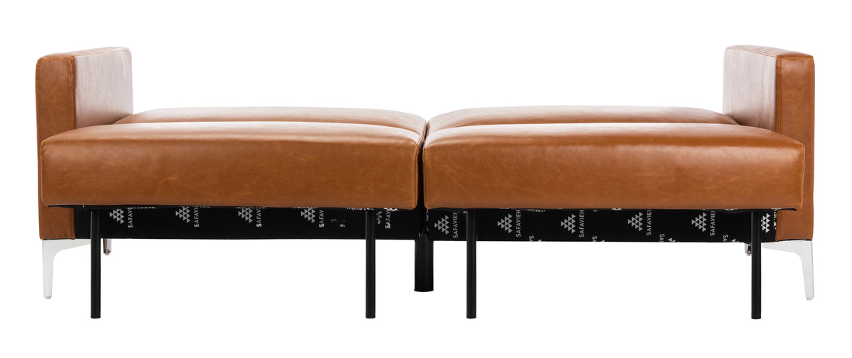 Cognac/Chrome Foldable Futon Bed J847