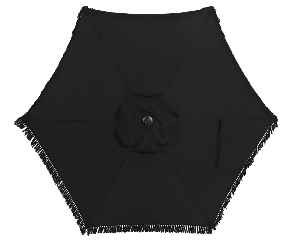 White 7.5' Round Patio Umbrella with Steel Pole K7153