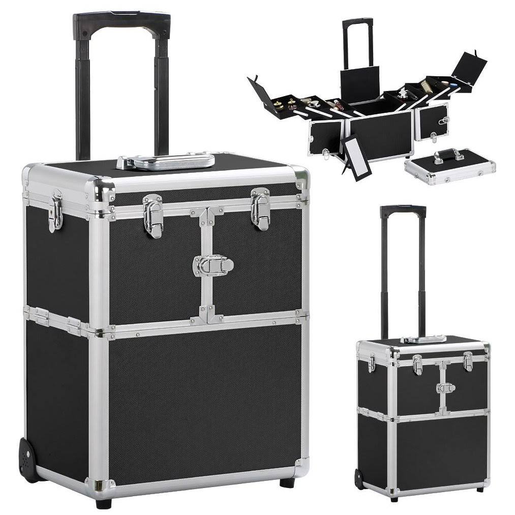 Black Aluminum Rolling Makeup Case W2413