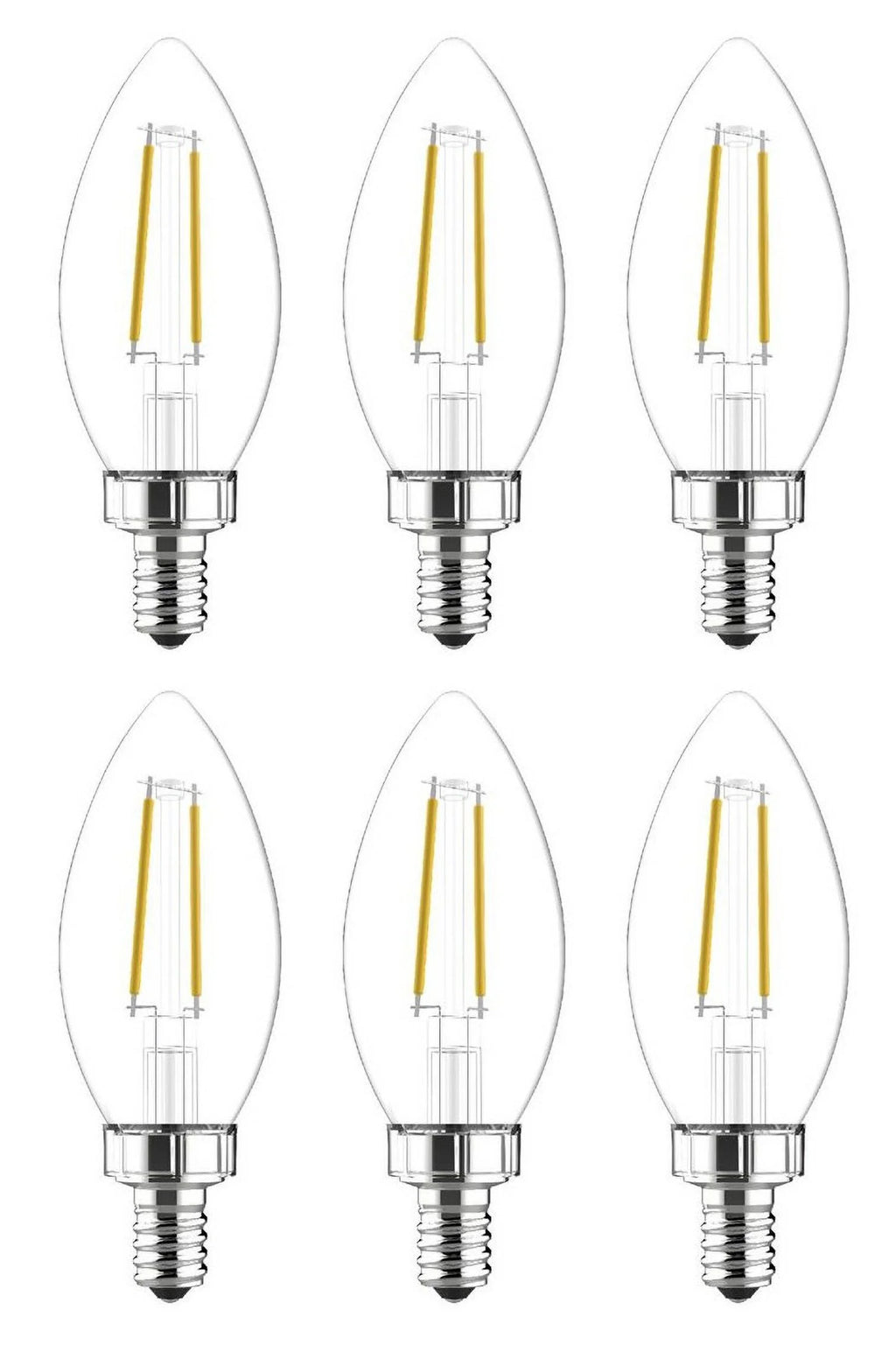 6 Bulbs Clear Dimmable LED Chandelier Light Bulb K250