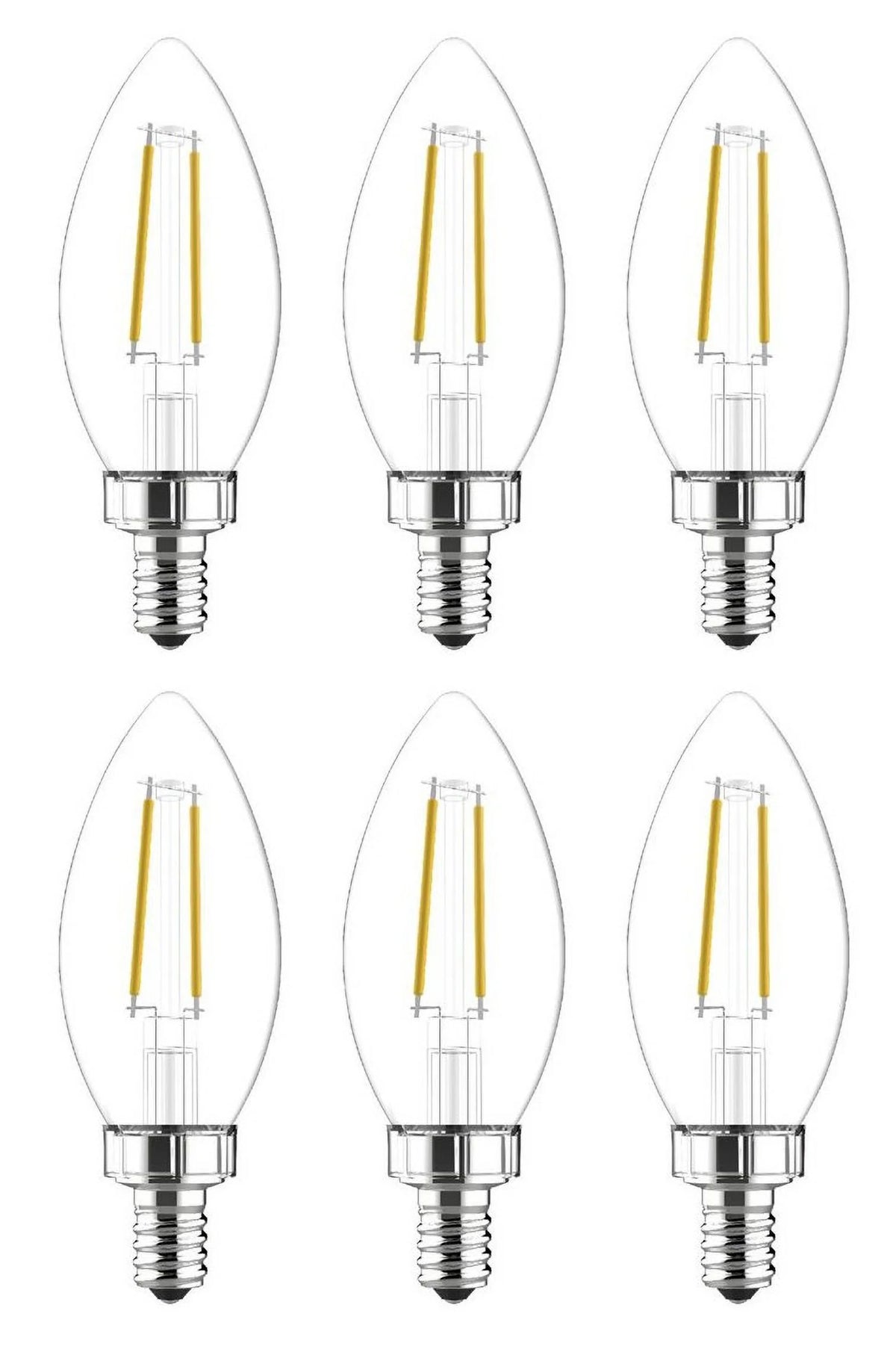 6 Bulbs Clear Dimmable LED Chandelier Light Bulb K250