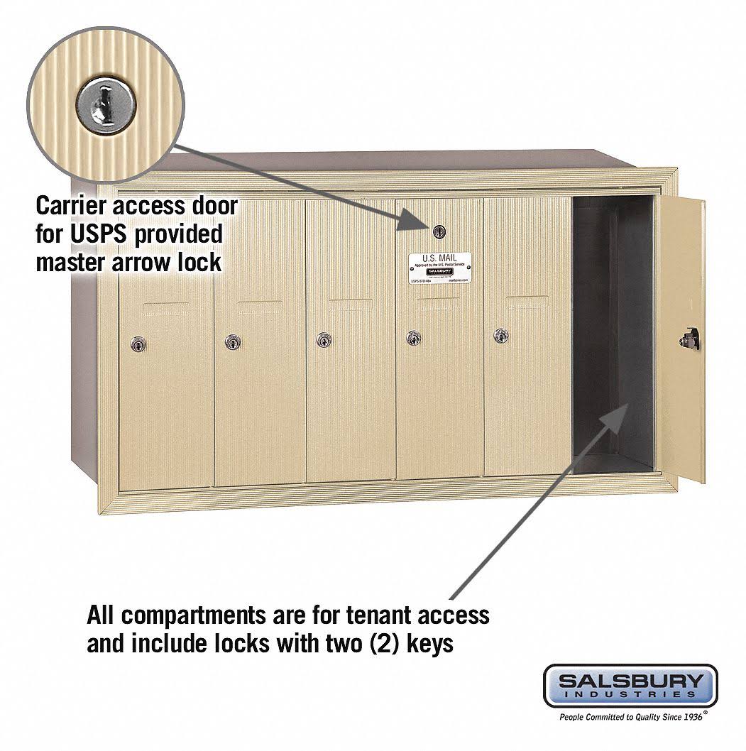 Vertical Mailbox 6 Doors Sandstone Recessed Mounted J3333