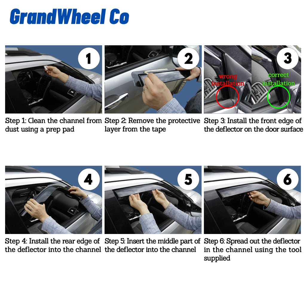 4 pcs Smoke Tinted In-channel Side Window Vent Visor Deflectors Rain Guards D304824