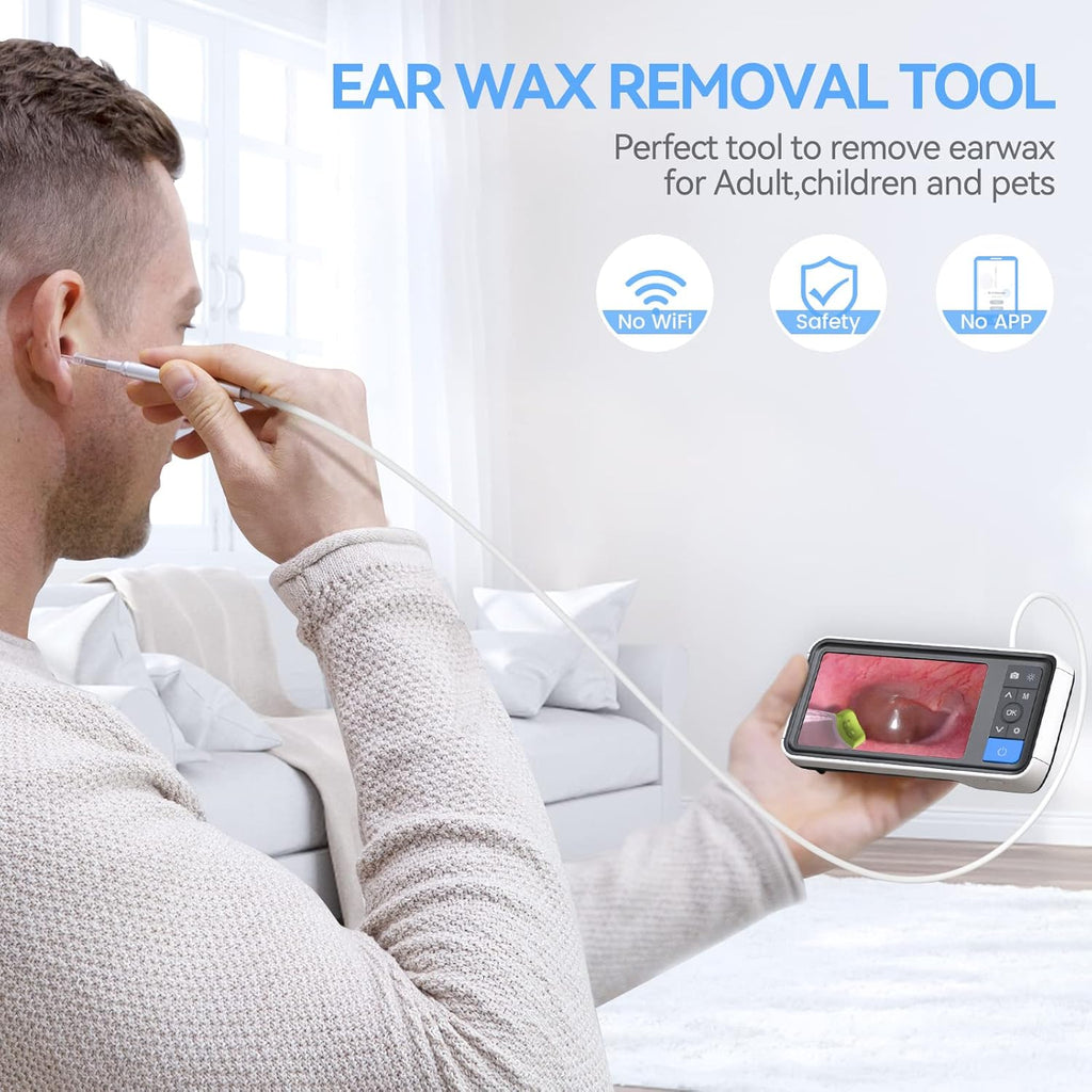 Ear Wax Removal Camera with 4.5 IPS Screen, 1920x1080 FHD Smart Visual Ear Cleaner Tool Kit, Otoscope with Light B96093