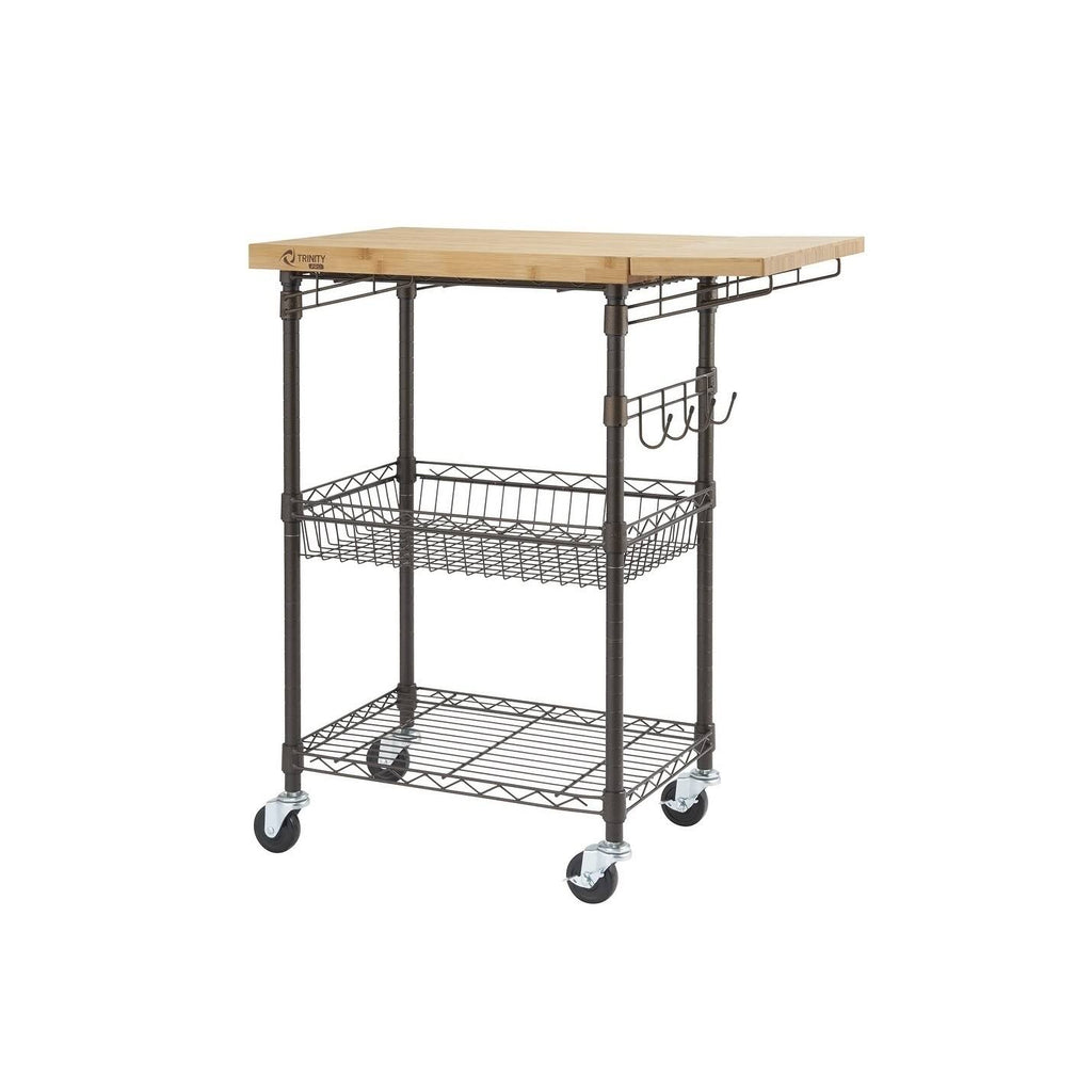 Bamboo Kitchen Cart in Bronze Anthracite - Brown - Wood E4995