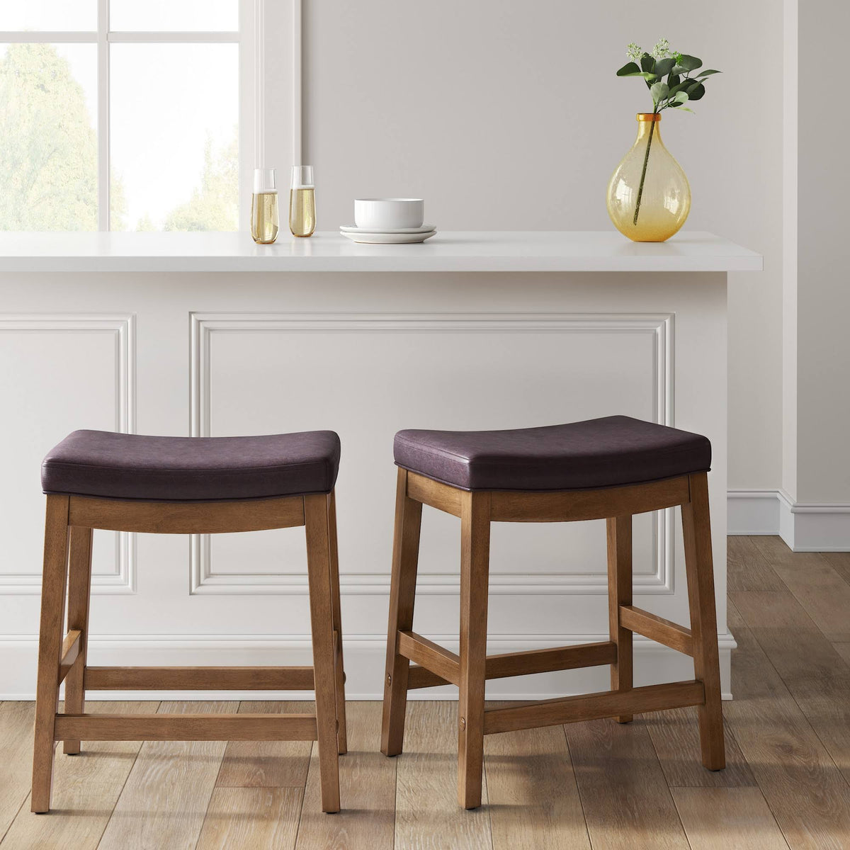 Espresso Faux Leather Counter Stool U4920