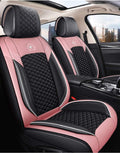 Black & Red Leather Car Seat Covers 5 Seats Full Set R495154