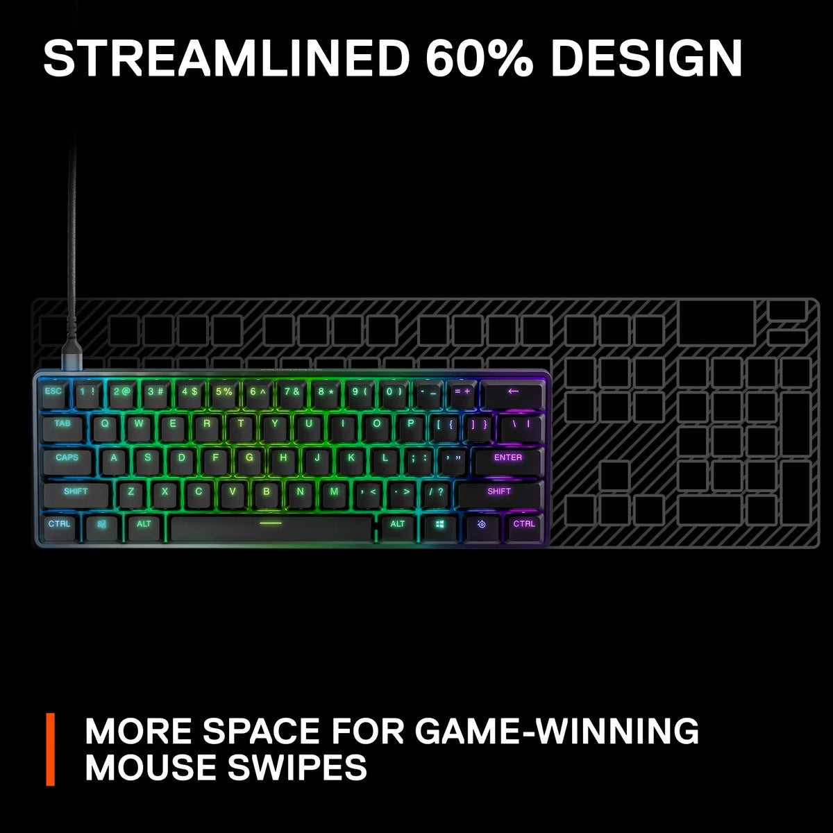 Wired 60% Gaming Keyboard with RGB Lighting - Black S82086