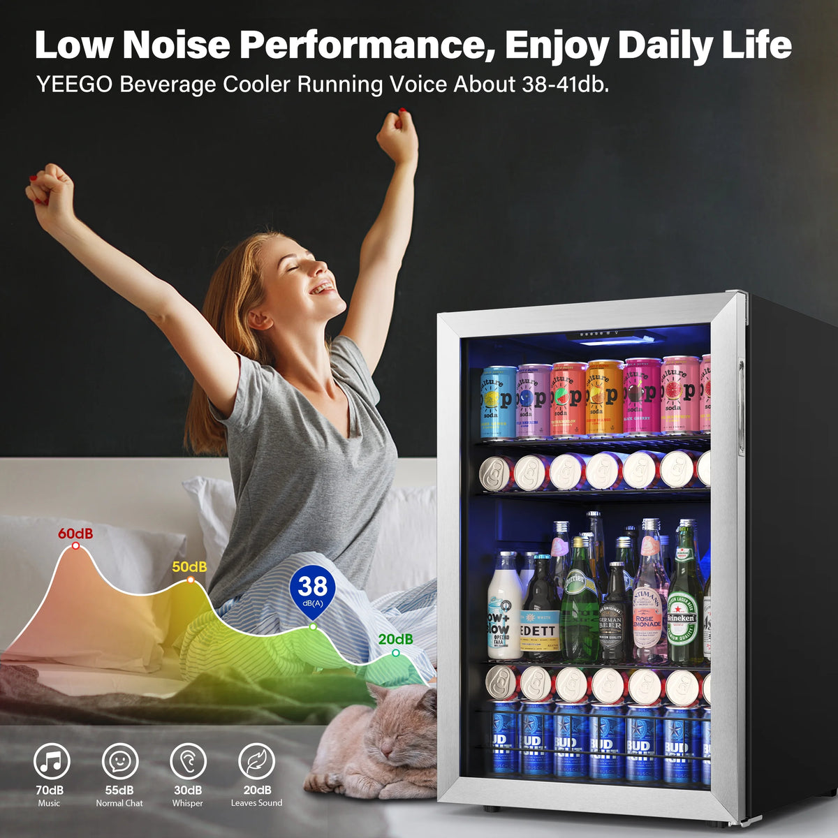141-180 Can Freestanding Mini Beverage Refrigerator with Glass Door Z134
