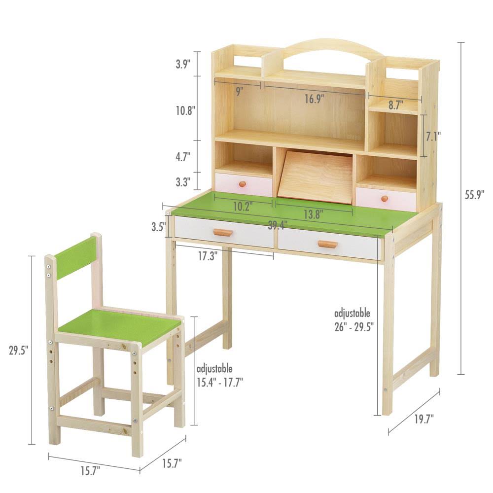 Green Children's Writing Desk with Chair O36188