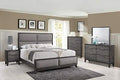 King Size Gray Bedroom Set with Bed Dresser Mirror Chest and 2 Nightstands U280353