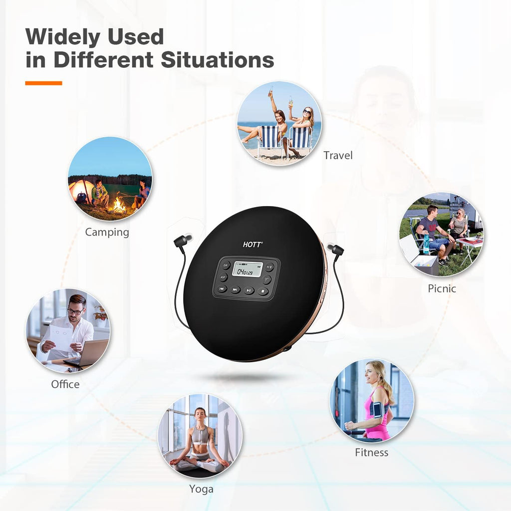 Bluetooth Portable CD Player with Stereo Headphones C640678