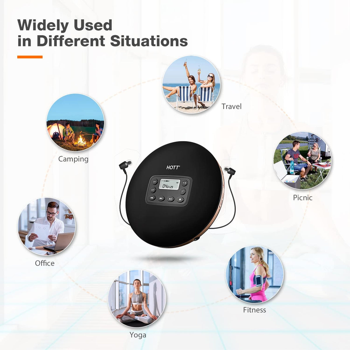 Bluetooth Portable CD Player with Stereo Headphones C640678