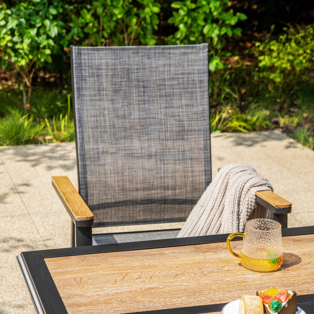 7 Pieces Outdoor Patio Dining Set with Stackable Chairs and Metal Table A24512