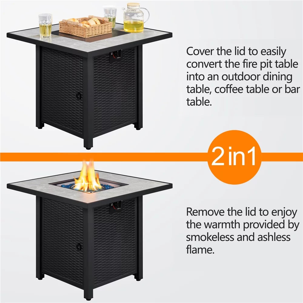 30'' Square Propane Fire Pit Table 50,000 BTU T5066