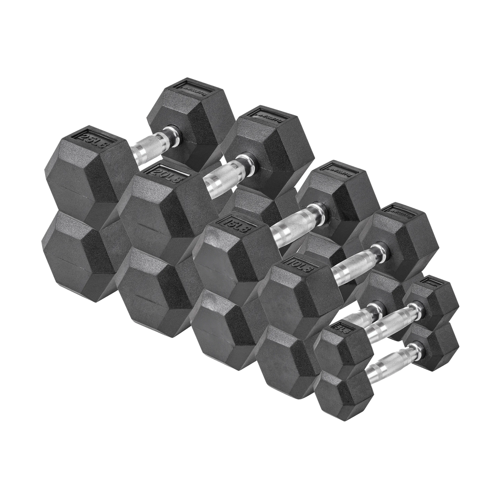 150 lb Hex Rubber Dumbbell Set W353406