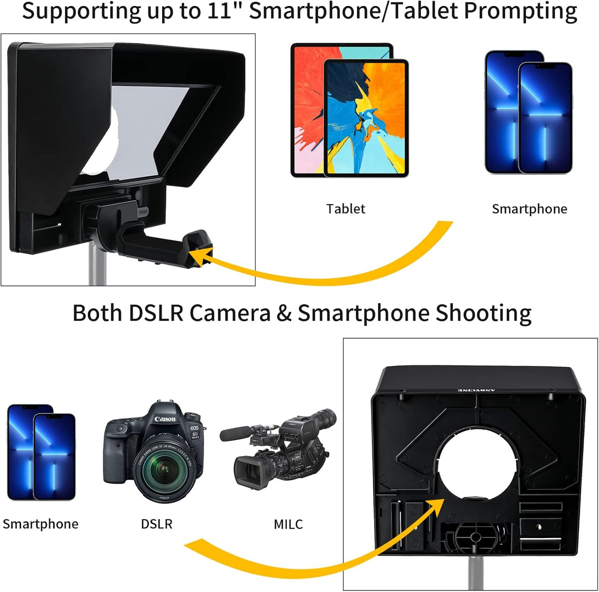 10 Folding Teleprompter for DSLR Smartphone and Tablet R6700