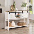 White-Brown Console Table with Sliding Barn Doors T25052
