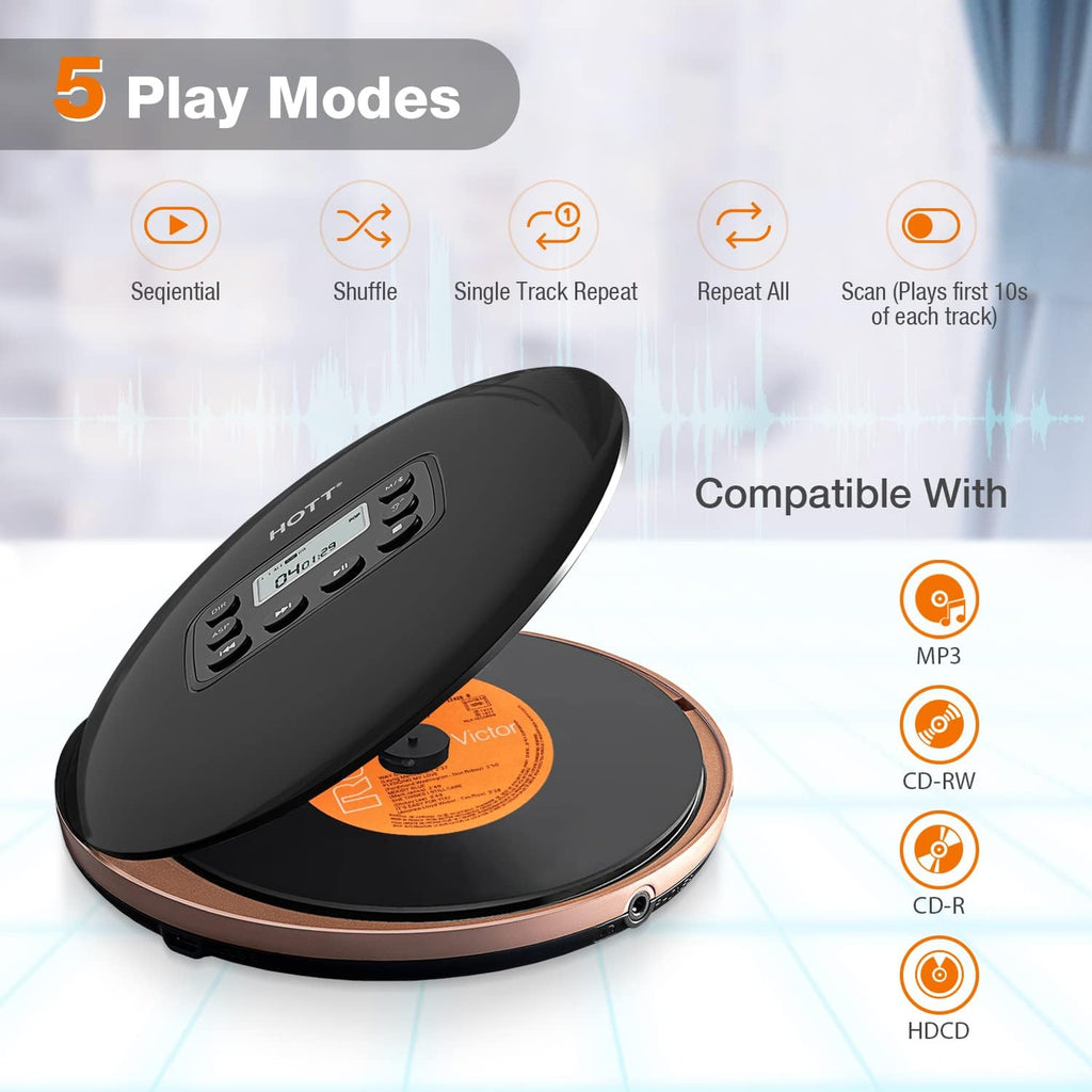 Bluetooth Portable CD Player with Stereo Headphones C640678