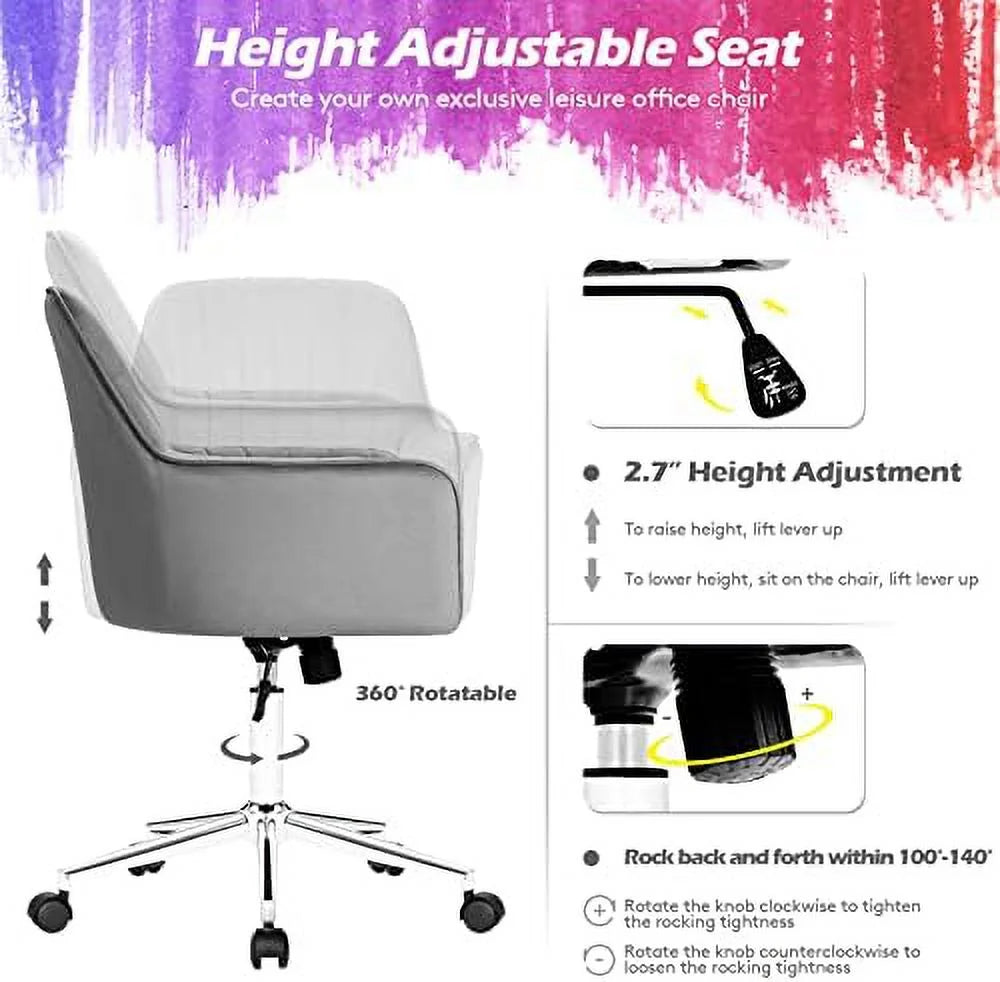 Blue Velvet Tufted Swivel Desk Chair E971703