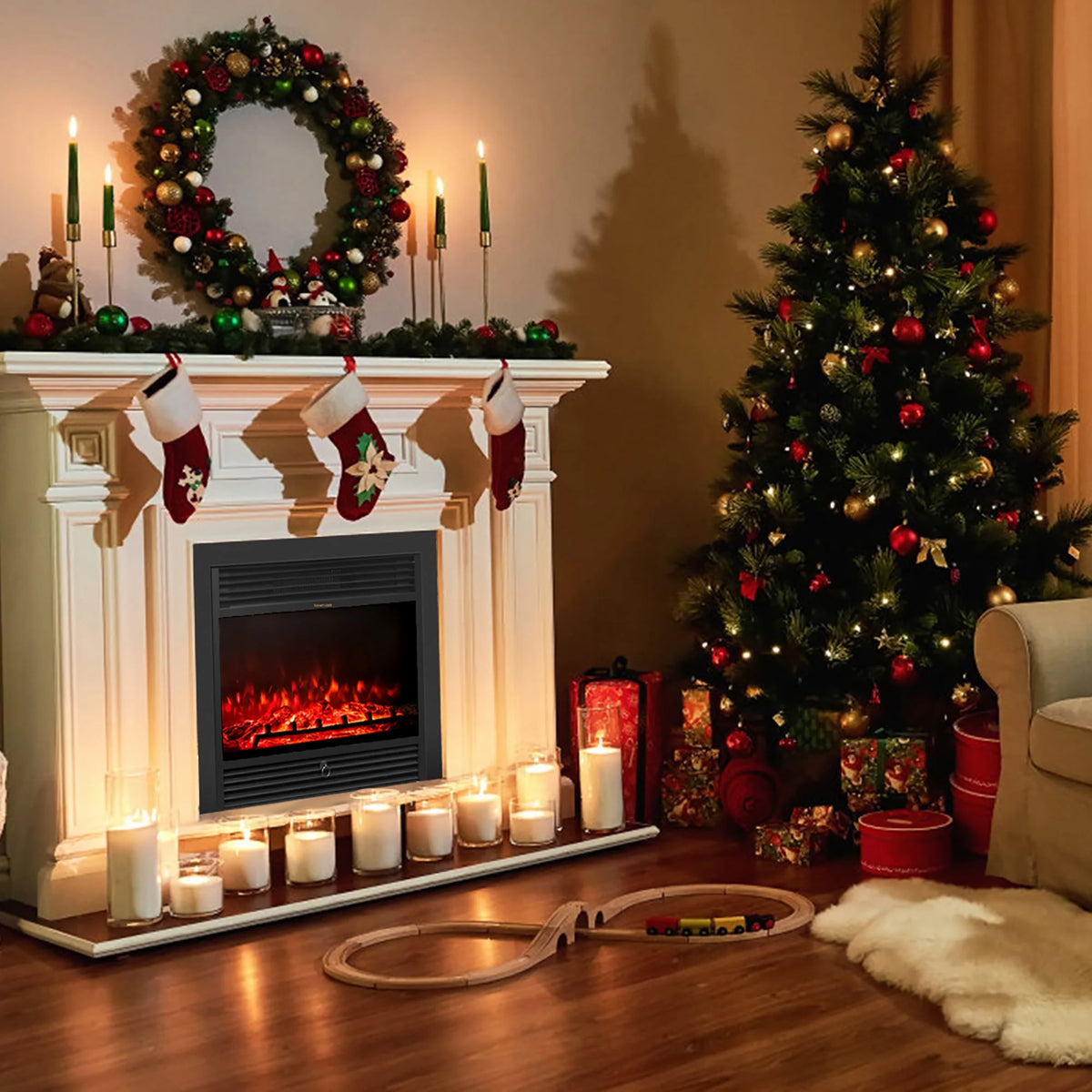 28.5 Electric Fireplace Insert Heater with Remote B11579