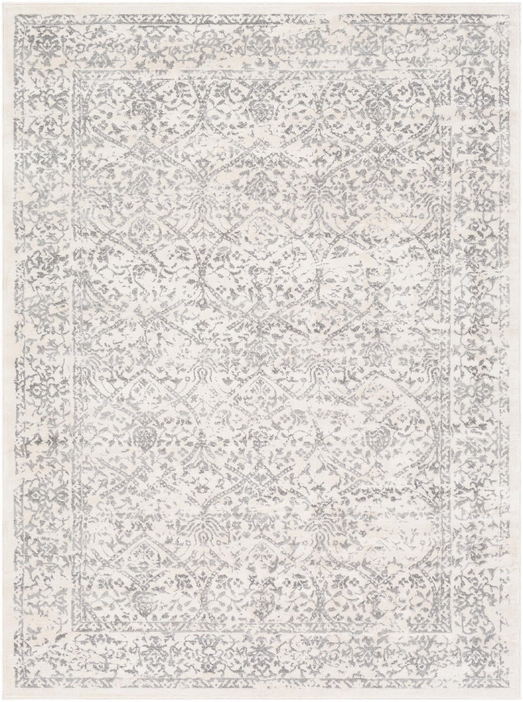 7x9 Gray Ivory Traditional Area Rug F760