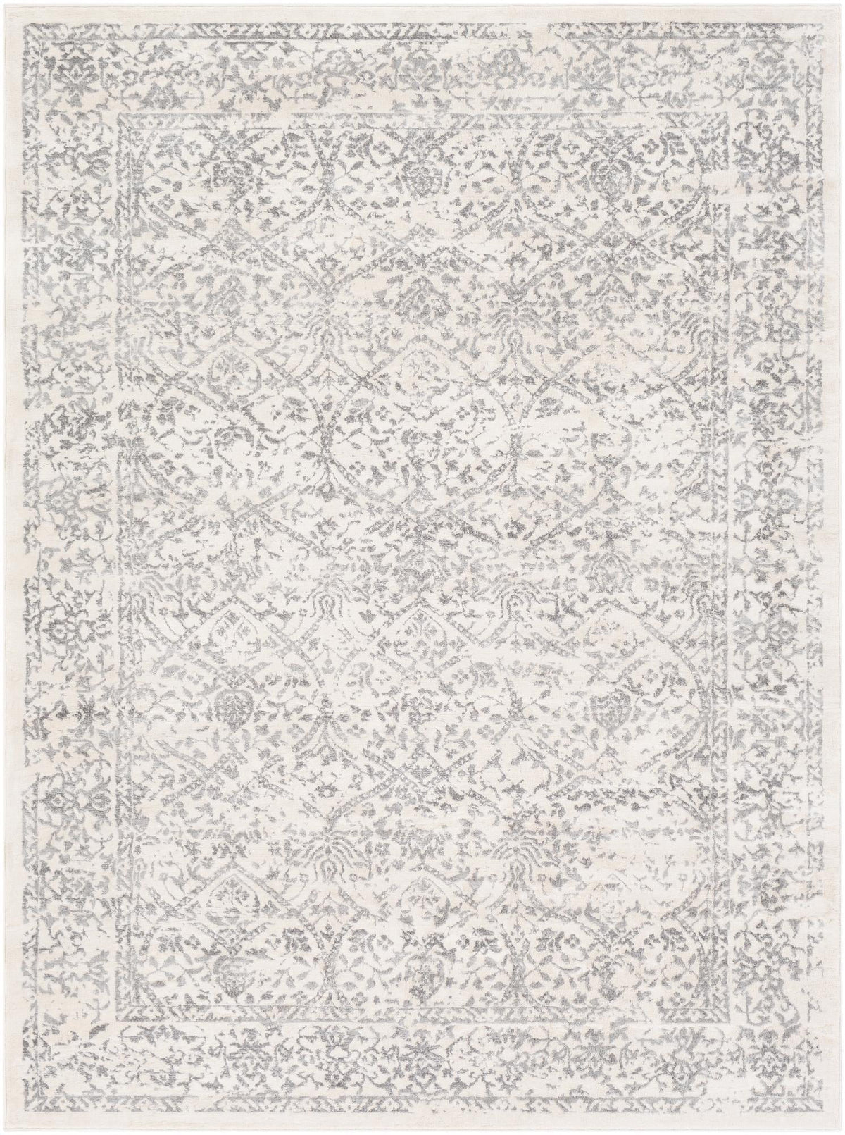 7x9 Gray Ivory Traditional Area Rug F760