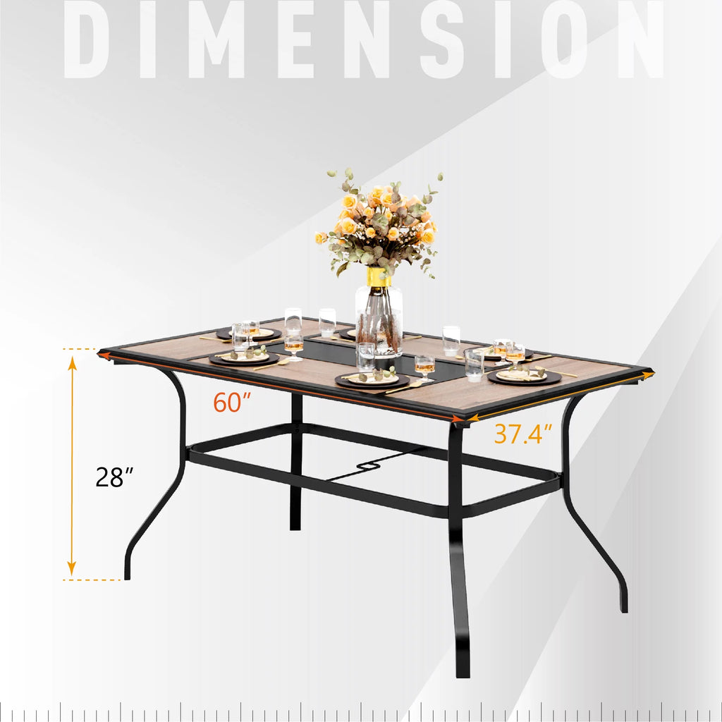 7 Pieces Outdoor Patio Dining Set with Stackable Chairs and Metal Table A24512