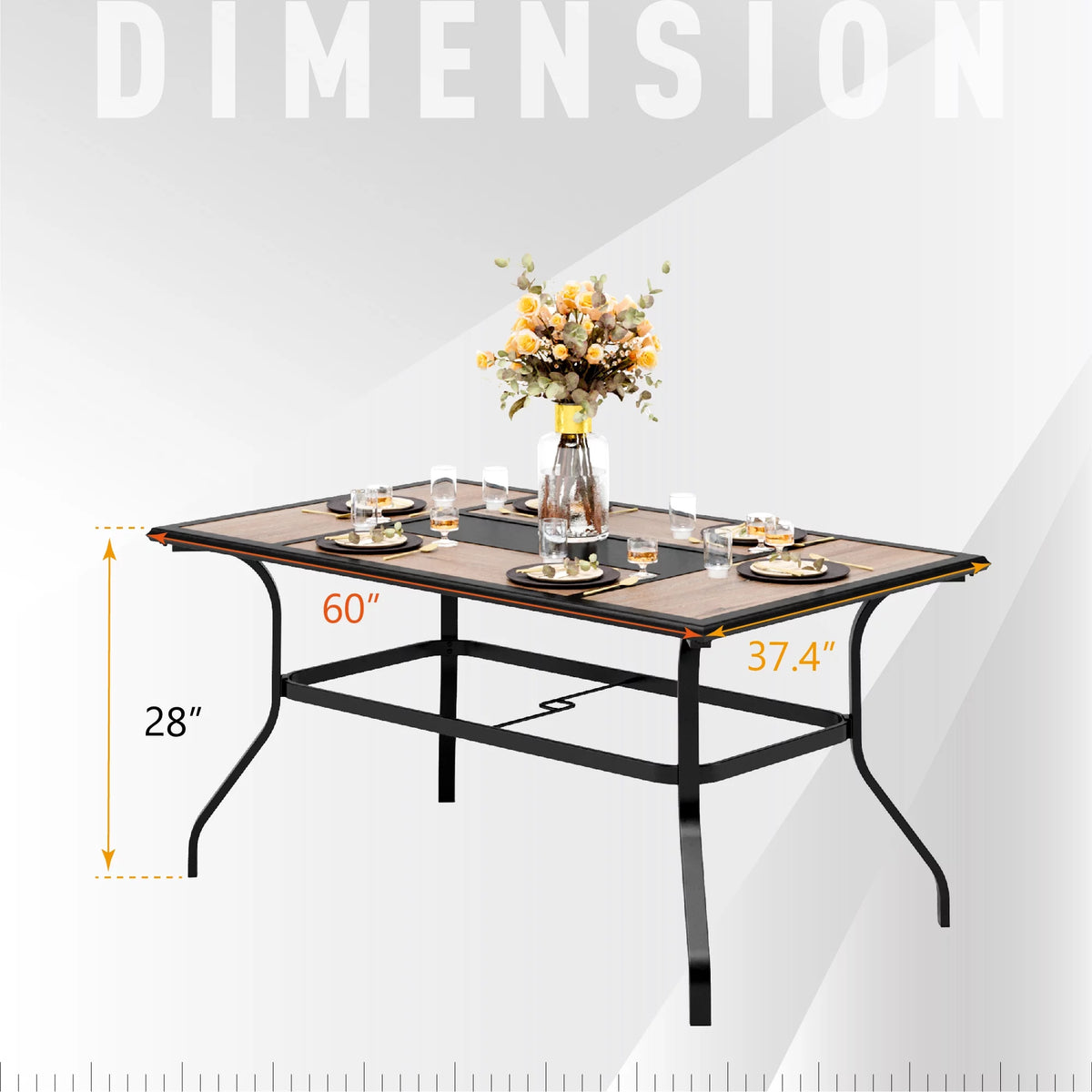 7 Pieces Outdoor Patio Dining Set with Stackable Chairs and Metal Table A24512