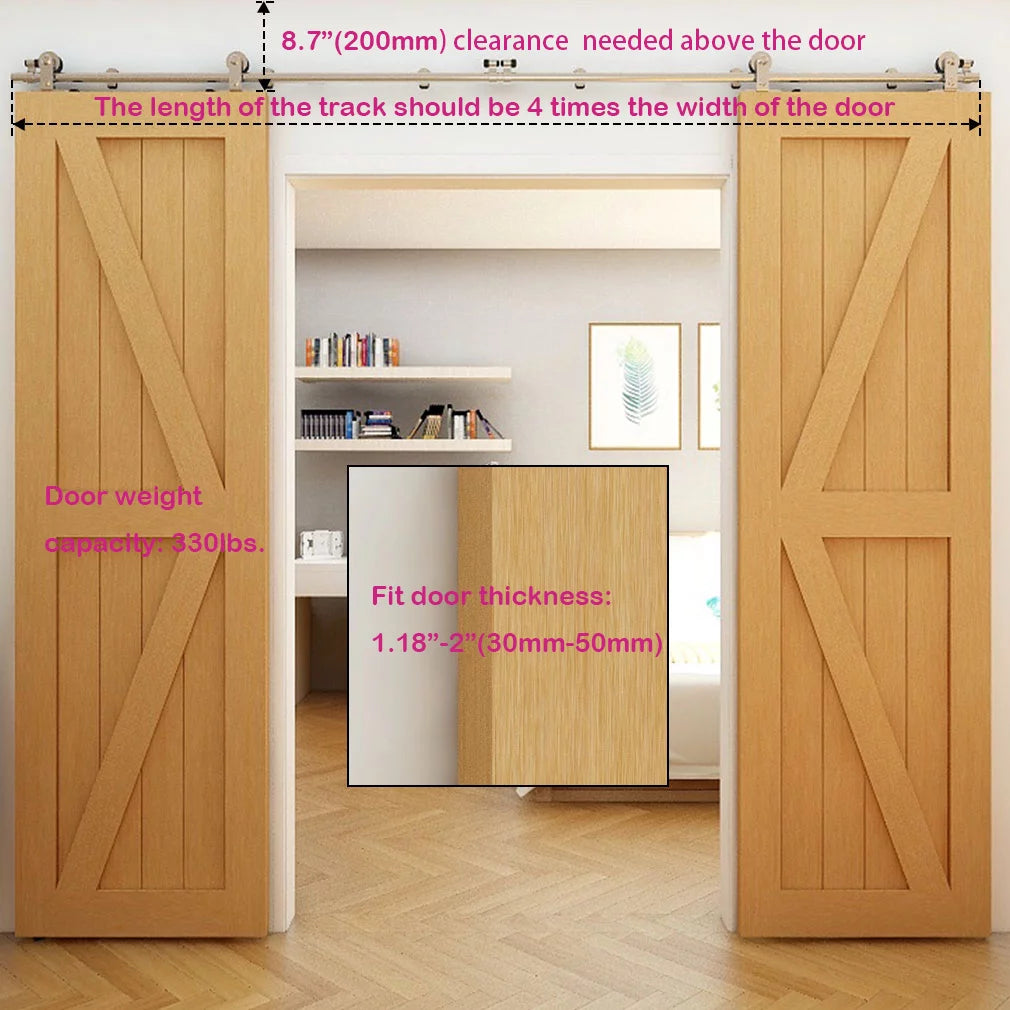 14Ft Stainless Steel Sliding Barn Door Hardware Kit T84977
