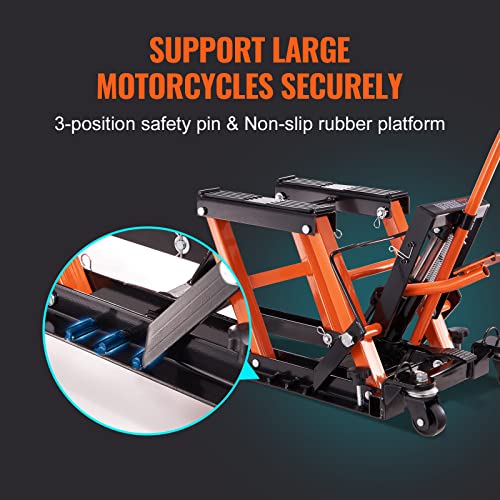 1500 LBS Hydraulic Motorcycle Lift Jack with 4 Wheels R958067