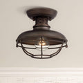 Rustic Industrial Galvanized Steel Open Cage Outdoor Ceiling Light Fixture Y1315