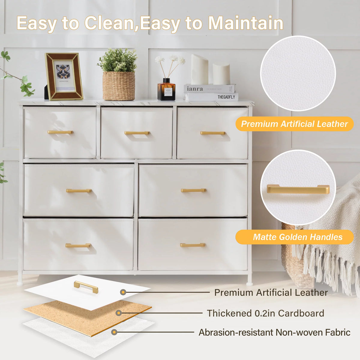 White 7 Drawer Dresser Chest Storage Organizer J66600