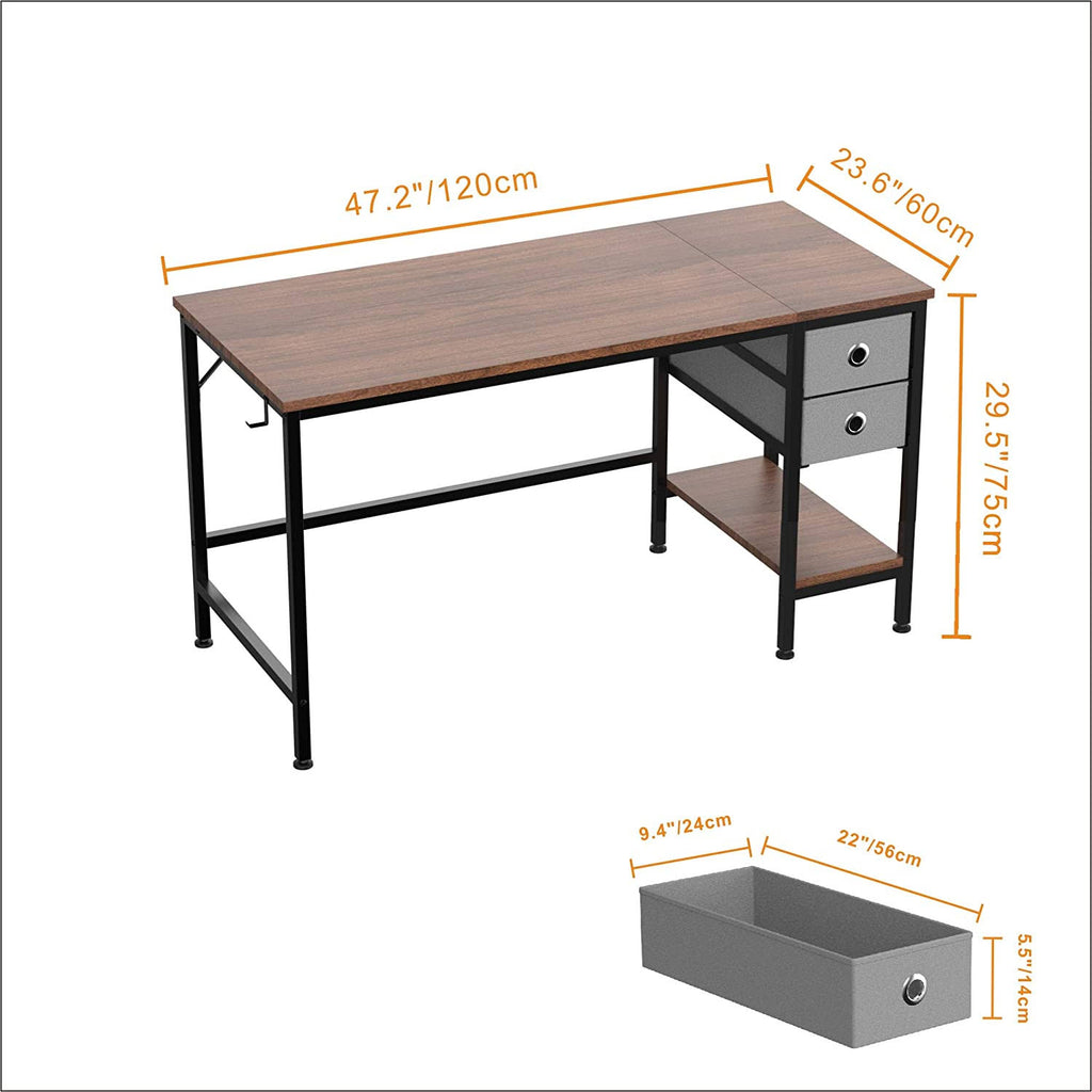 47x22 Desk with Drawers and Storage Shelves Q975
