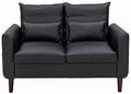 Black Faux Leather 2-Seater Sofa with Wood Leg X53354