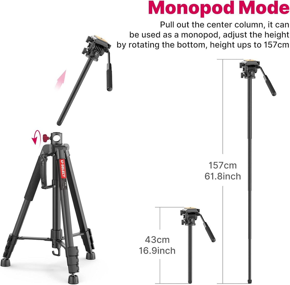 72" Heavy Duty Aluminum Tripod with Fluid Head, Pack of 2 Q8977
