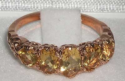 9k Rose Gold Citrine Womens Band Ring W1554