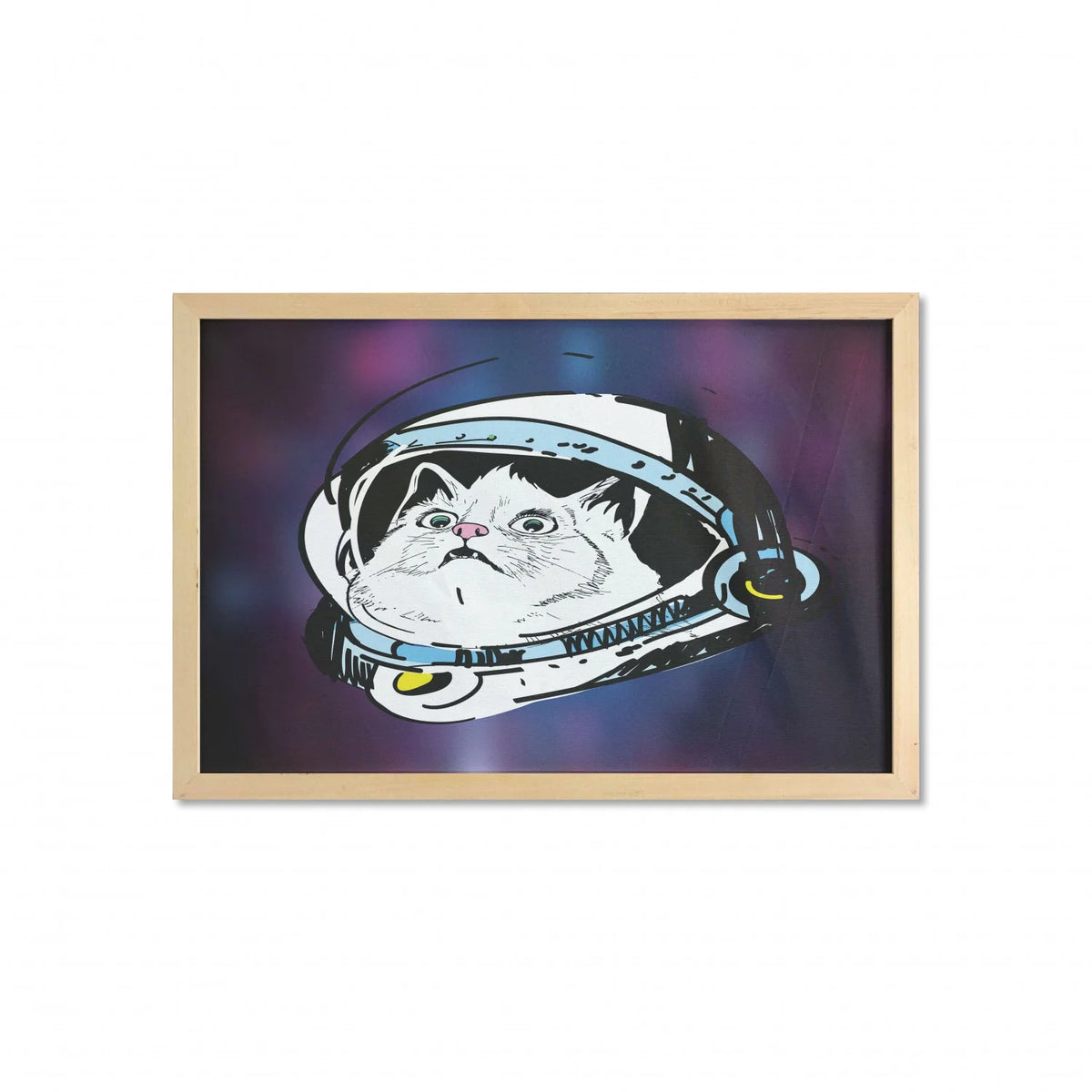Purple White Framed Fabric Wall Art, 35" x 23" O180